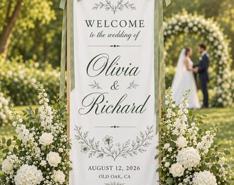 Personalized Wedding Welcome Sign, Cotton Linen Ceremony Banner, Custom Bride Groom Wedding Tapestry, Wedding Reception Decor
