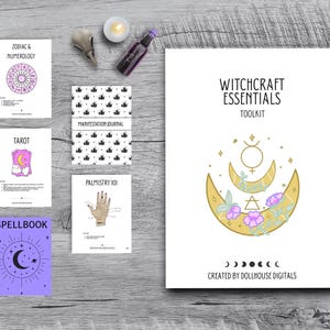 Witchcraft Essentials Toolkit: Beginner&#39;s Grimoire Pages (PDF Download, 55 Pages)