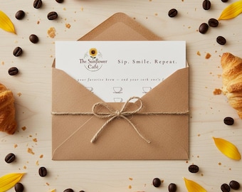 Breakfast Café Loyalty Card Template | Coffee Shop Rewards Card | Editable Punch Card for Café or Bakery | Canva Template SC001