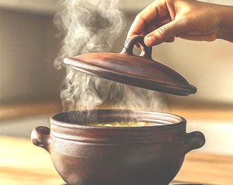 Kadhai de arcilla de terracota hecho a mano - Utensilios de cocina rústicos de barro