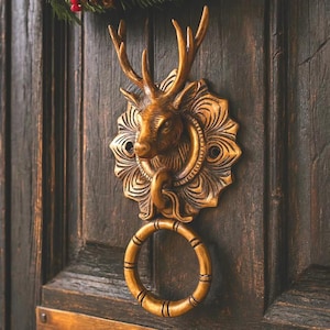 Türklopfer aus Messing - Türklopfer - Hirschkopf im Vintage-Stil
