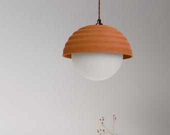 Handgemaakte terracotta hanglamp – boho kleiplafondlamp
