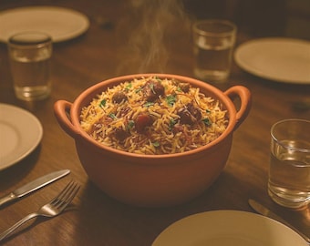 Kadhai de terracota hecho a mano: olla rústica ecológica con asas / Olla de barro tradicional / Regalo sostenible