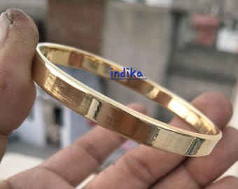 Armband i massiv mässing – Handgjort minimalistiskt, grovt massivt armband, tjocka guldfärgade smycken
