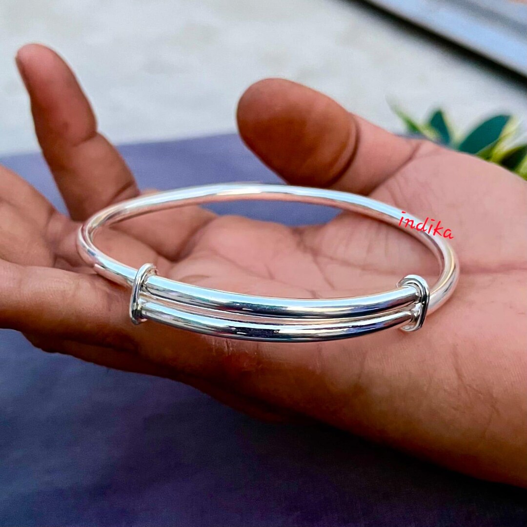 Silver Bangle – Chunky Custom Engraved Bracelet, Handmade Silver
