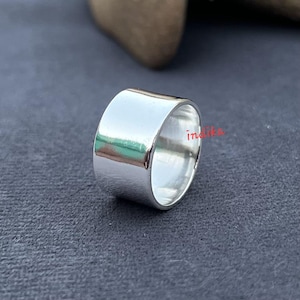 Chunky Sterling Silver Wide Band Ring: Bold Minimalist Jewelry