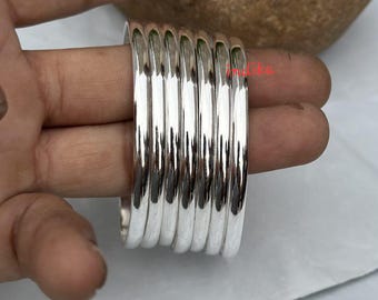 Set di 7 bracciali in argento, bracciali robusti impilabili, bracciali in argento sterling fatti a mano, gioielli minimalisti