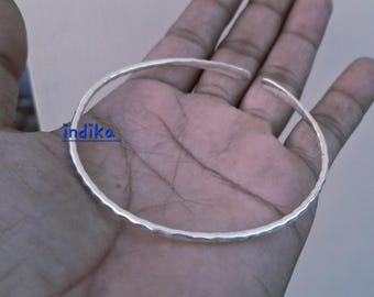 925 Sterling Silver Bangle – Thick Adjustable Hammered Bracelet, Handmade Silver Cuff, Minimalist Jewelry