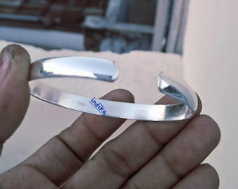 Massives Silber Armreif - Verstellbare Armbänder, handgefertigte Silbermanschette, minimalistischer Unisex-Schmuck