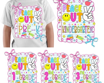 Peace Out School png-bundel | Coquette Bow Girl Last Day-sublimatie (digitale download)