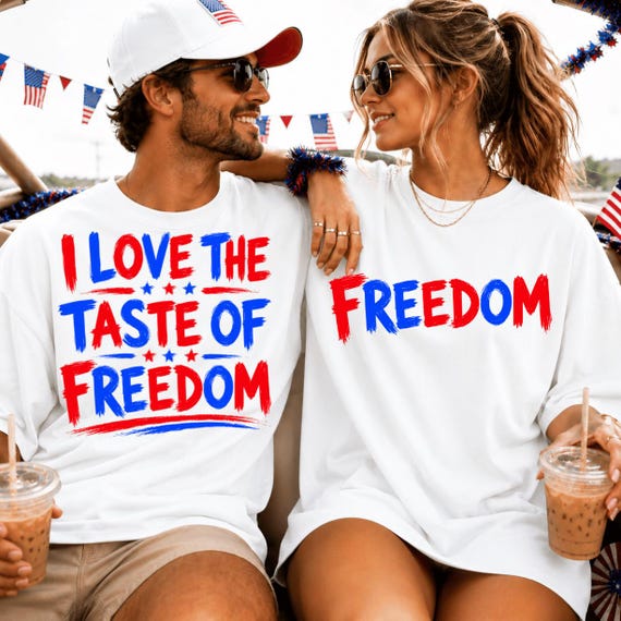 I Love The Taste of Freedom PNG | Matching Fourth of July Couple PNG| Patriotic Couple PNG | Freedom Shirt Design