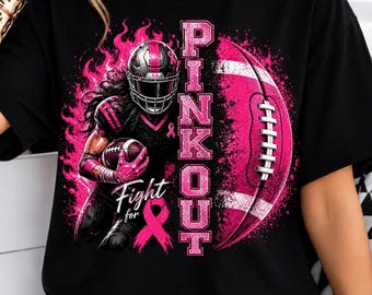 Pink Out Football PNG | Breast Cancer Awareness Football PNG | Fight for the Cure PNG | Pink Ribbon Sublimation Design