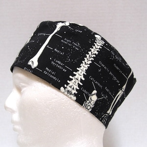Mens Scrub Hat, Surgical Cap or Orthopedic Surgeon Cap Anatomical Skeleton print