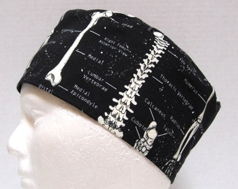 Gorro quirúrgico para hombre, gorro quirúrgico o gorro de cirujano ortopédico con estampado de esqueleto anatómico.