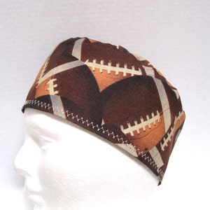 Mens Scrub Hat, Surgical Scrub Cap or Skull Cap with Footballs
