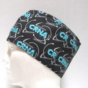 Mens CRNA Scrub Hat or Surgical Cap for a Nurse Anesthetist