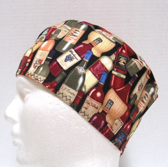 Mens Scrub Hat or Surgical Cap With Wine Bottles - Etsy