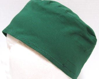 Gorro quirúrgico para hombre, color verde, con cierre de velcro.