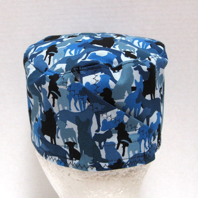 Mens Scrub Hat Veterinary Scrub Cap or Surgical Cap Blue Dog Etsy