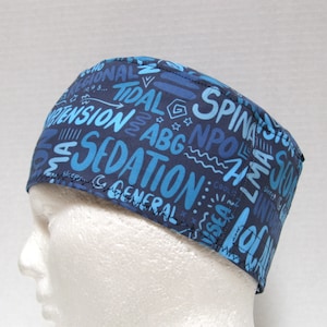 Scrub Cap, Scrub Hat, Surgical Scrub Hat for an Anesthetist or CRNA with Anesthesia Scribbles