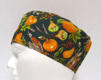 Gorro quirúrgico ajustable con estampado de cosecha de otoño