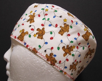 Christmas Surgical Cap or Scrub Hat with Teddy Bears