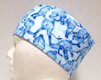 Surgical Cap or Mens Scrub Cap with Hockey Players