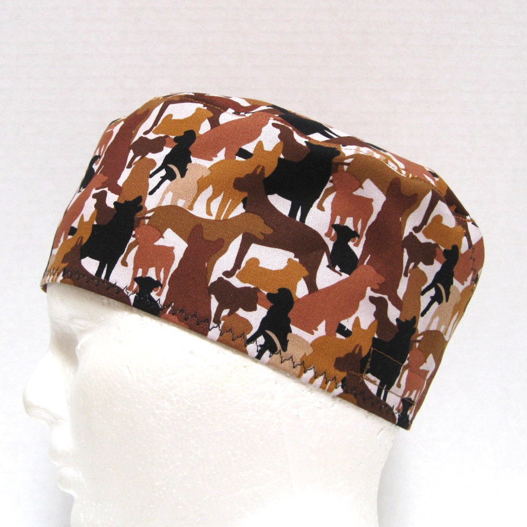 Mens Scrub Hat Veterinary Scrub Cap or Surgical Cap Brown Dog Etsy