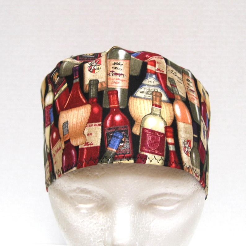 Mens Scrub Hat or Surgical Cap With Wine Bottles - Etsy