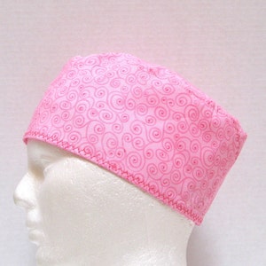 Pink Swirls Scrub Hat: Adjustable Cotton Chemo Cap