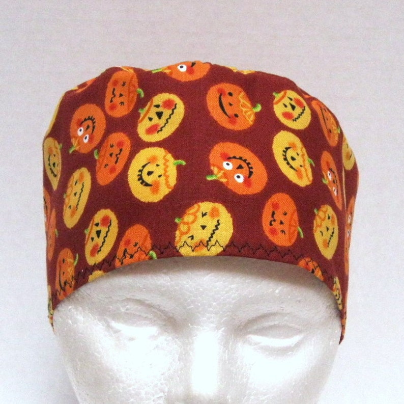 Mens Surgical Cap Scrub Hat Halloween Smiling Jack O Lantern Etsy