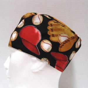 Mens Scrub Cap, Surgical Cap or Scrub Hat with a Baseball Theme