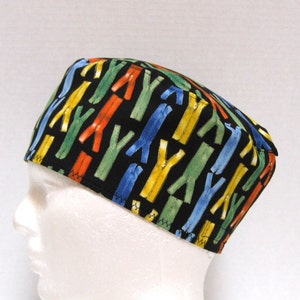 Orthopedic Surgeon Surgical Cap or Scrub Hat with Colorful Zippers on Black