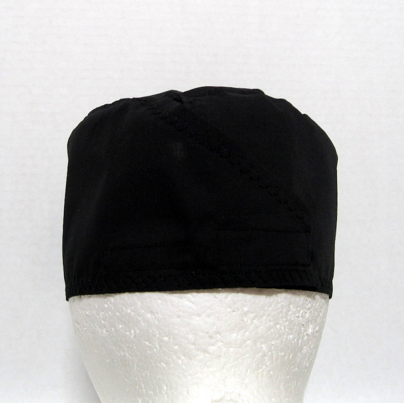 Mens Black Scrub Hat Surgical Cap Chefs Cap or Skull Scrub Etsy