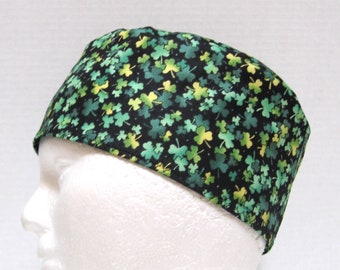 St Patricks Day Scrub Cap: Shamrock Surgical or Chemo Hat