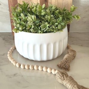 White ceramic planter Succulent planter White planter bowl Farmhouse centerpiece Boho decor Farmhouse decor Thrifted decor Free shipping
