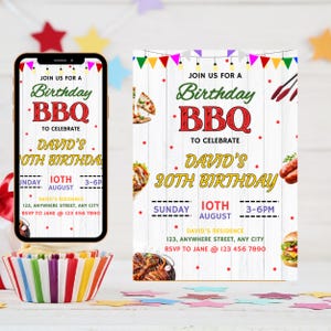 Editable Barbeque Birthday Invitation, Bbq Birthday Invitation Template, Bbq Invitation, Editable Bbq Invitation, Bbq Birthday Invitation