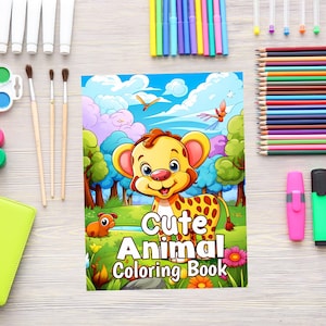 70 Cute Baby Animal Coloring Book Cute Animal Coloring Pages Coloring Sheets Adorable Coloring for Adults and Kids Kawaii Animal Art Book