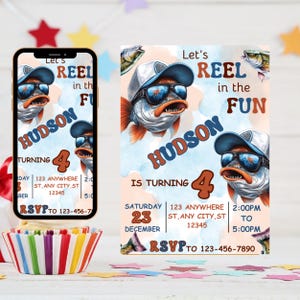 Editable Fishing Birthday Invitation Template, Fishing Birthday Invite, Fishing invitation, Reel in the Fun, Boy Birthday, Instant Download