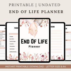 End of Life Planner, PRINTABLE Just In Case of Emergency Binder, Life Planner, Death Legacy Journal, ADHD Life Digital Planner, Funeral plan