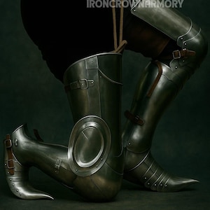Medieval Greaves Leg Guard with Shoes- Medieval Steel Leg Armor- Full Thigh Knee Shin Leg Guard- Gothic Leg Armor Costume- Personalized Gift