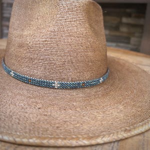Cross Beaded hatband, slim hatband, adjustable hat band