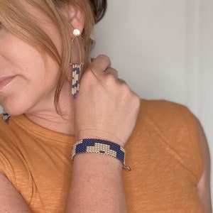 woven bead bracelet, loom bead bracelet, wide bracelet, adjustable bracelet, seed bead bracelet image 3