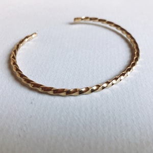 Handmade Twisted Brass Cuff Bracelet: Minimal Stacking Bangle