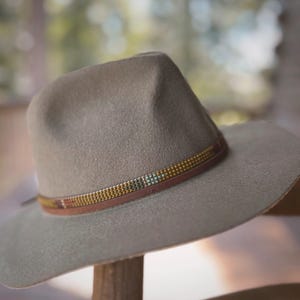 Direction beaded hatband, slim hatband, adjustable hat band, hand loomed