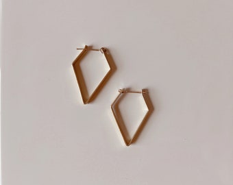 small diamond hoops, brass diamond earrings, hoop earrings, lightweight hoops