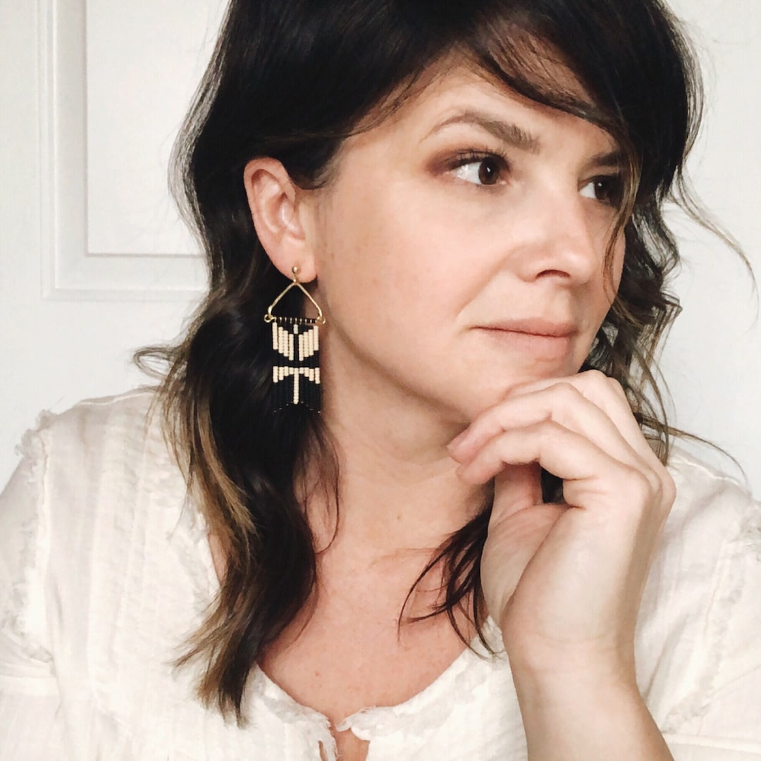 Beaded Earrings, Fringe Earrings, Statment Earrings, Lightweight