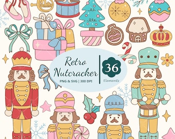 Retro Nutcracker Clipart: Vintage Christmas PNG SVG (Digital Download)