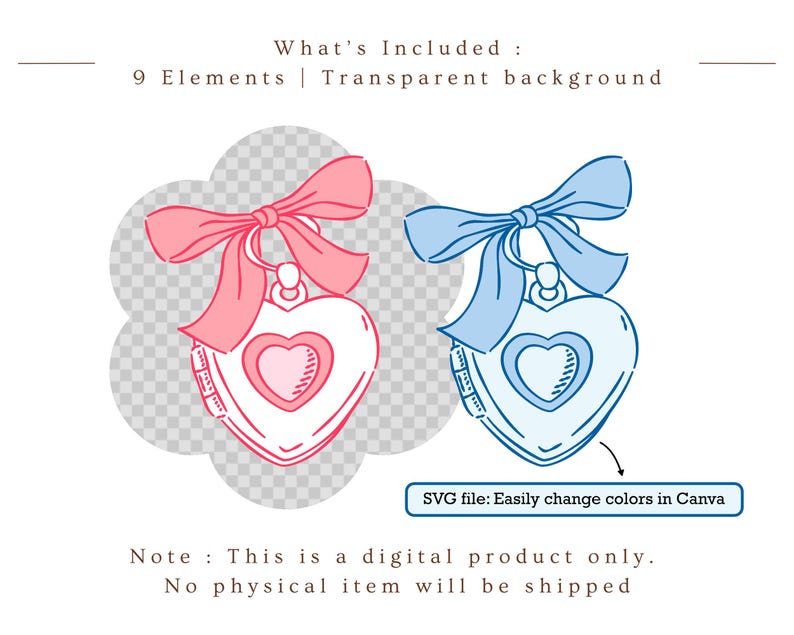 Pink Heart Locket Clipart SVG PNG, Hand-drawn Vintage Love Locket for ...