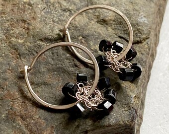 Silver Hoops With Crochet and Spinnel